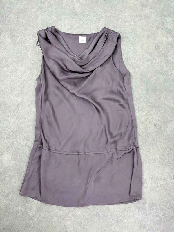 draped neck slouchy mini dress