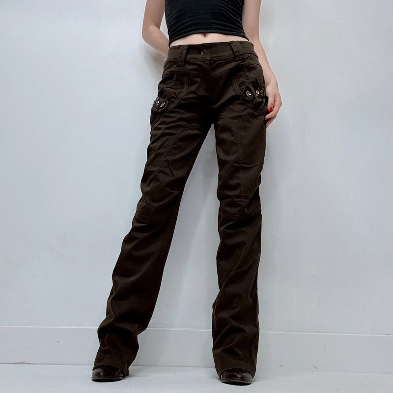 brown low rise y2k engineered style jeans