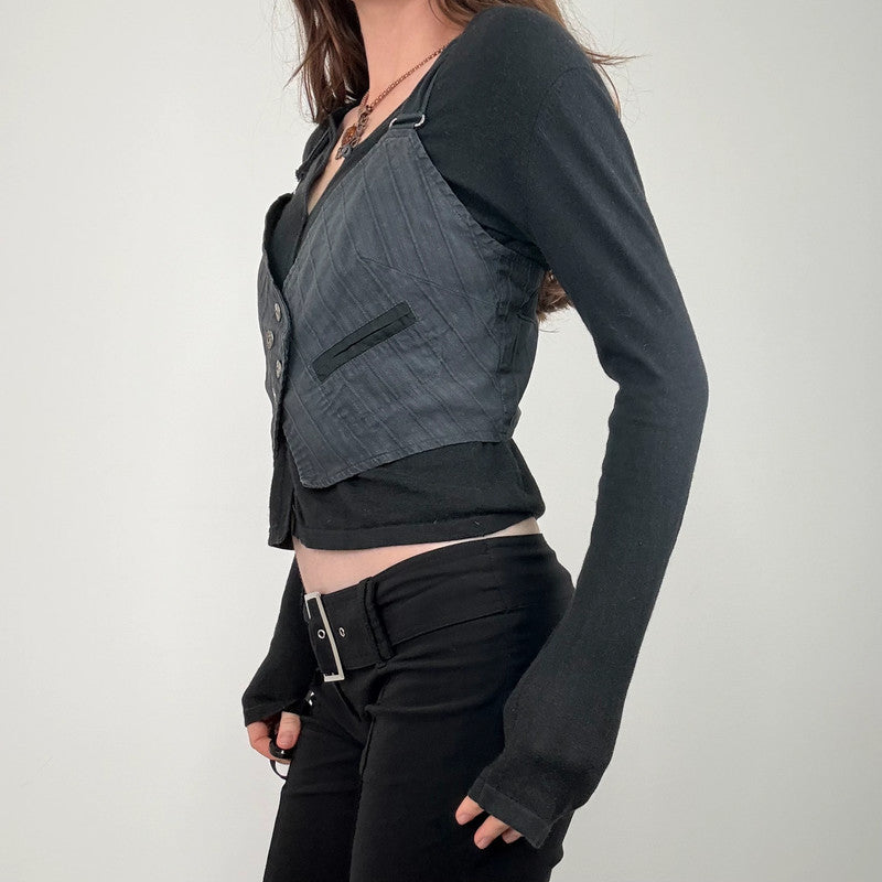 grey pinstripe asymmetric waistcoat