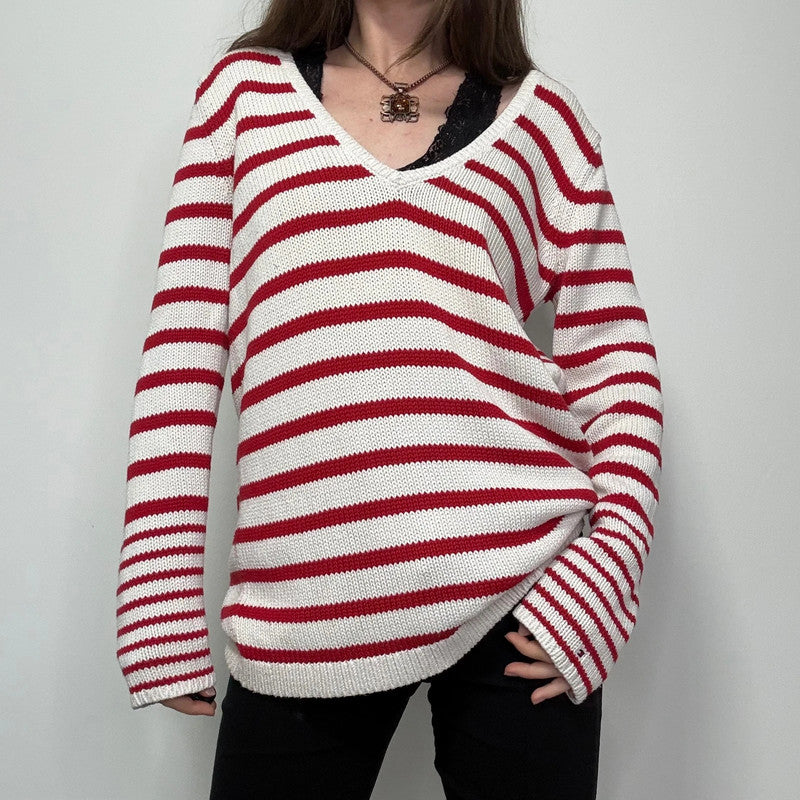 oversized slouchy striped knit jumper