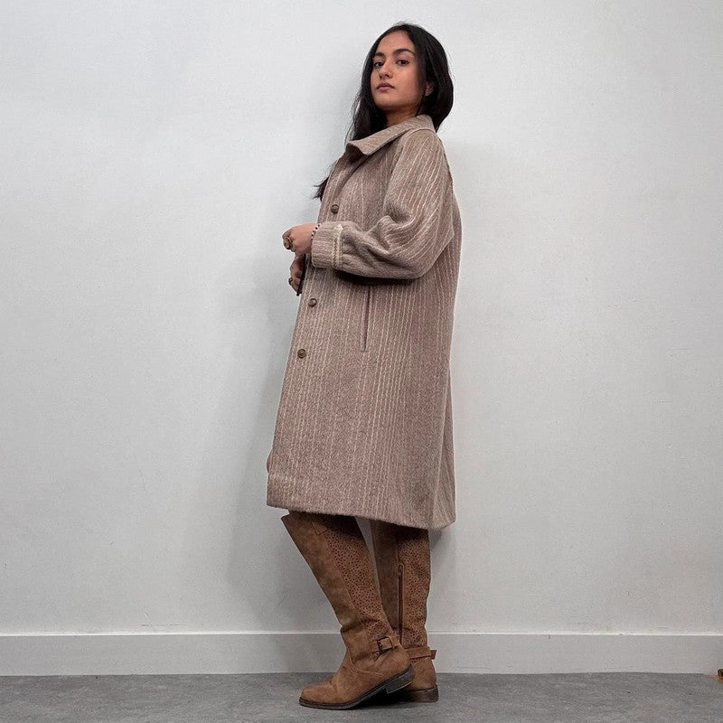 pinstripe wool slouchy trench coat