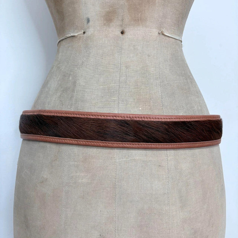 cowhide pony leather western belt