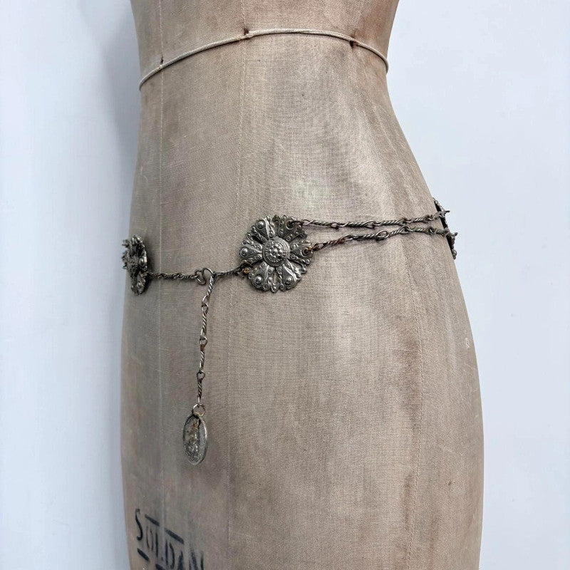 metal chain antique silver belt