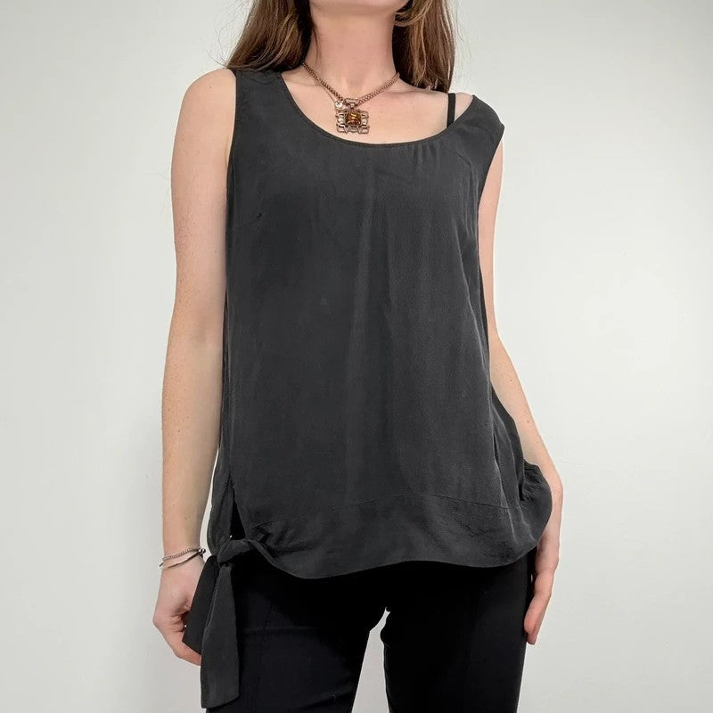 slouchy Silk allsaints asymmetric black vest
