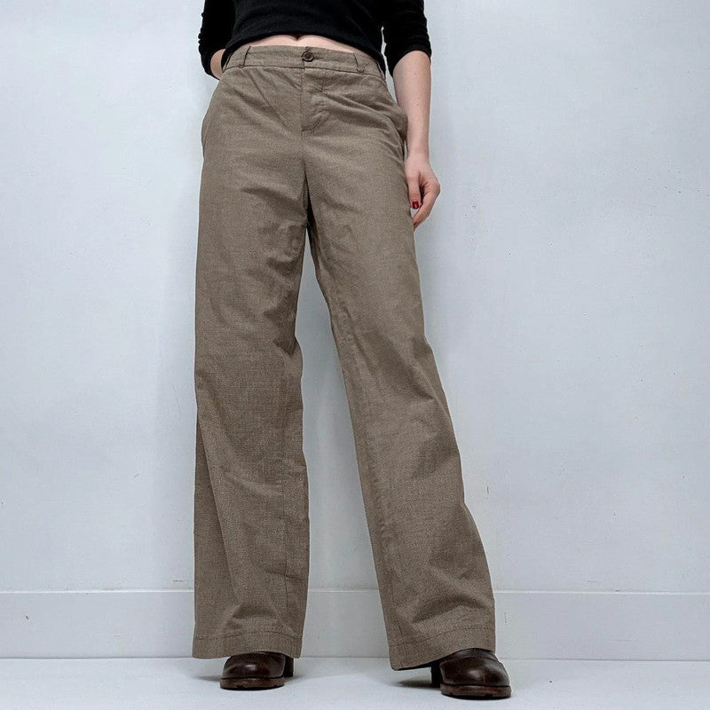 wide leg flared cargo beige trousers