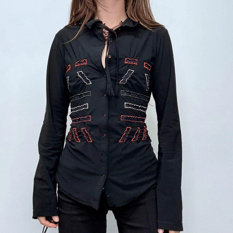black boho Marithe +  Francois Girbaud shirt