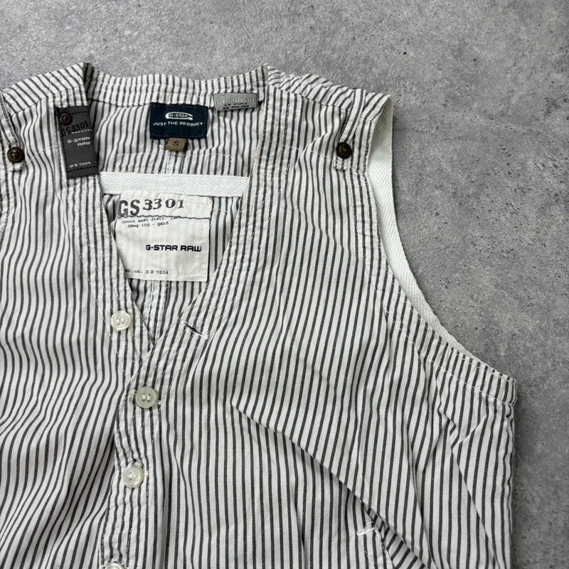 pinstripe g-star cotton cargo waistcoat shirt