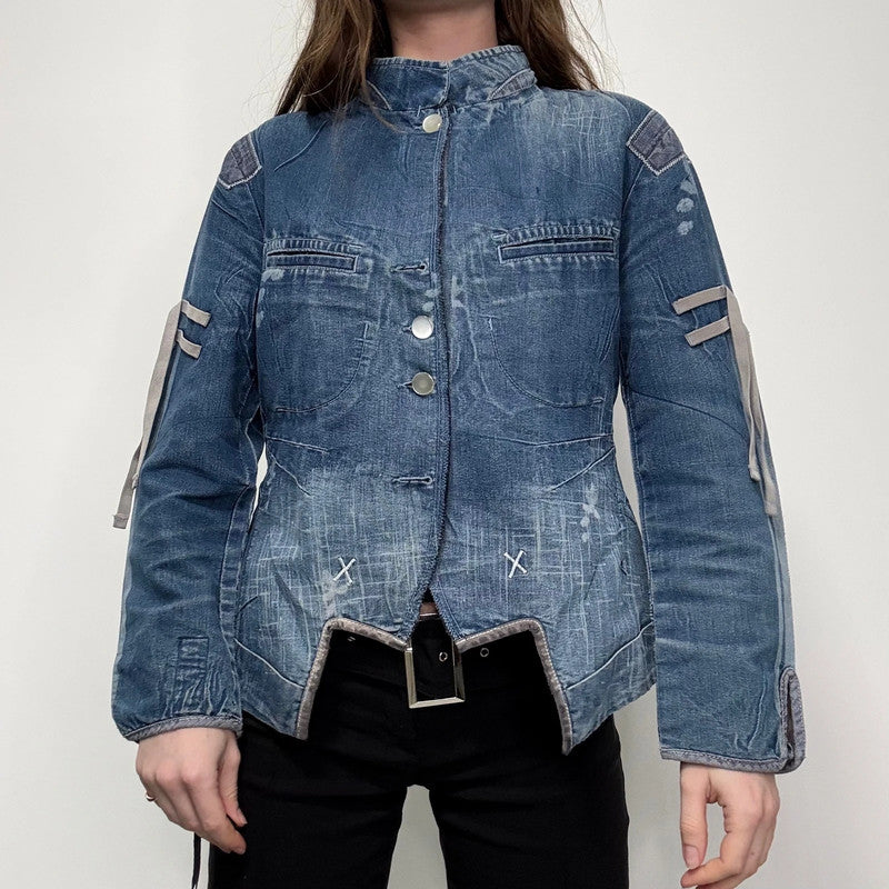 Marithé + François Girbaud distressed denim engineered jacket