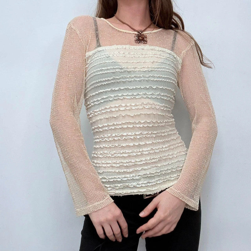 sheer crinkle ruffle t-shirt