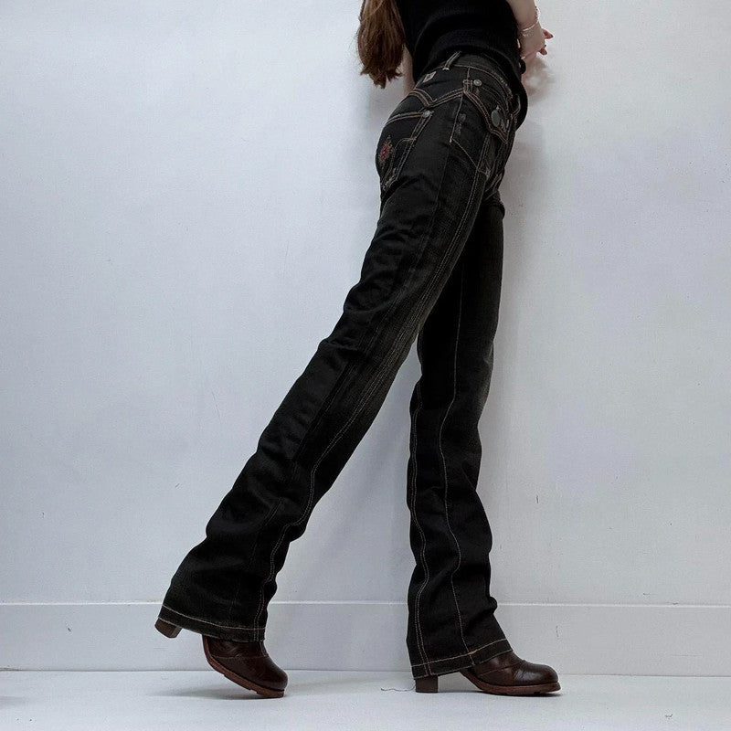 straight leg dark denim cargo jeans