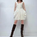 white puff gathered draped allsaints dress
