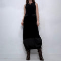 black structured barrel maxi dress