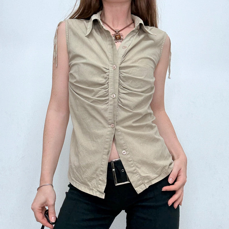 khaki gathered vest top