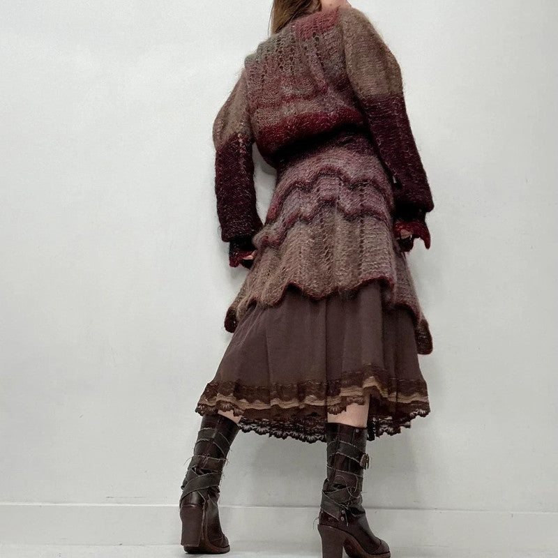 sheer mohair knit long cardigan