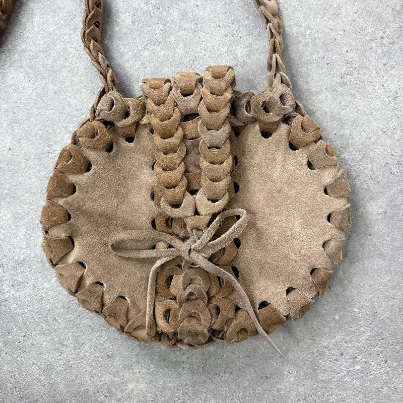 Boho suede circle woven crossbody bag