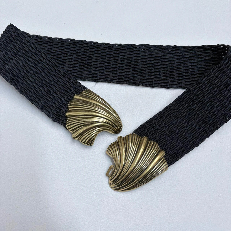 woven chunky gold metal belt