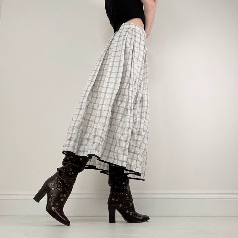 tartan checked pleated maxi skirt