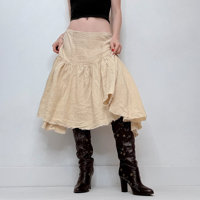 linen pleated gathered skirt