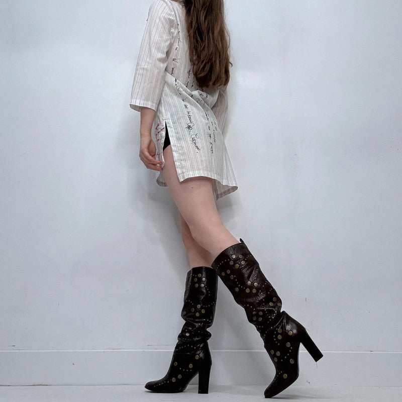 white Cop Copine pinstripe shirt dress