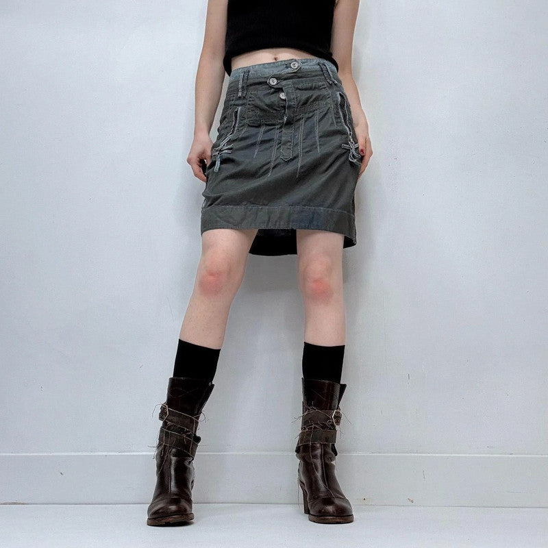 utility cargo asymmetric button skirt UK 6