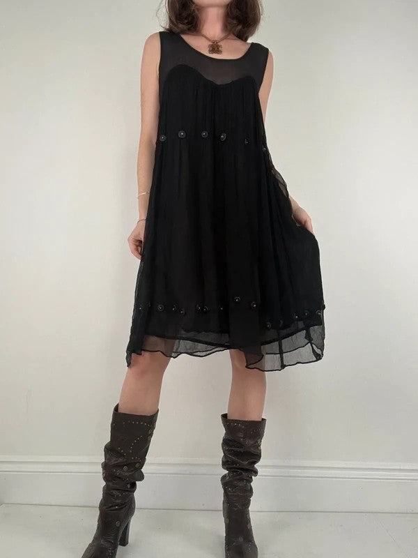 Grunge indie punky layered floaty black dress