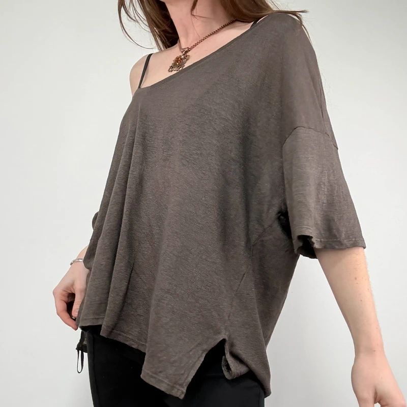 brown slouchy batwing t-shirt