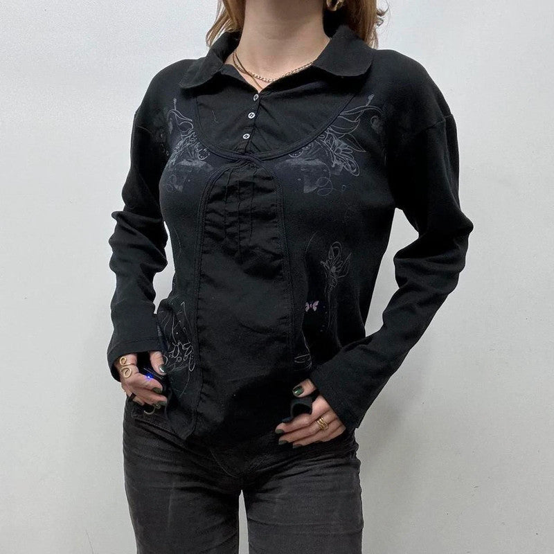 black graphic printed T-shirt shirt