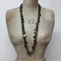 brass link coin long chain necklace