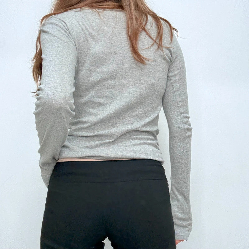 grey slouchy slash neck long sleeve t-shirt