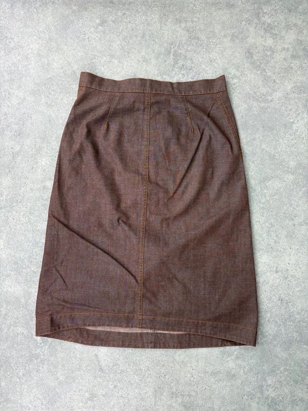 Cop Copine structured brown midi skirt