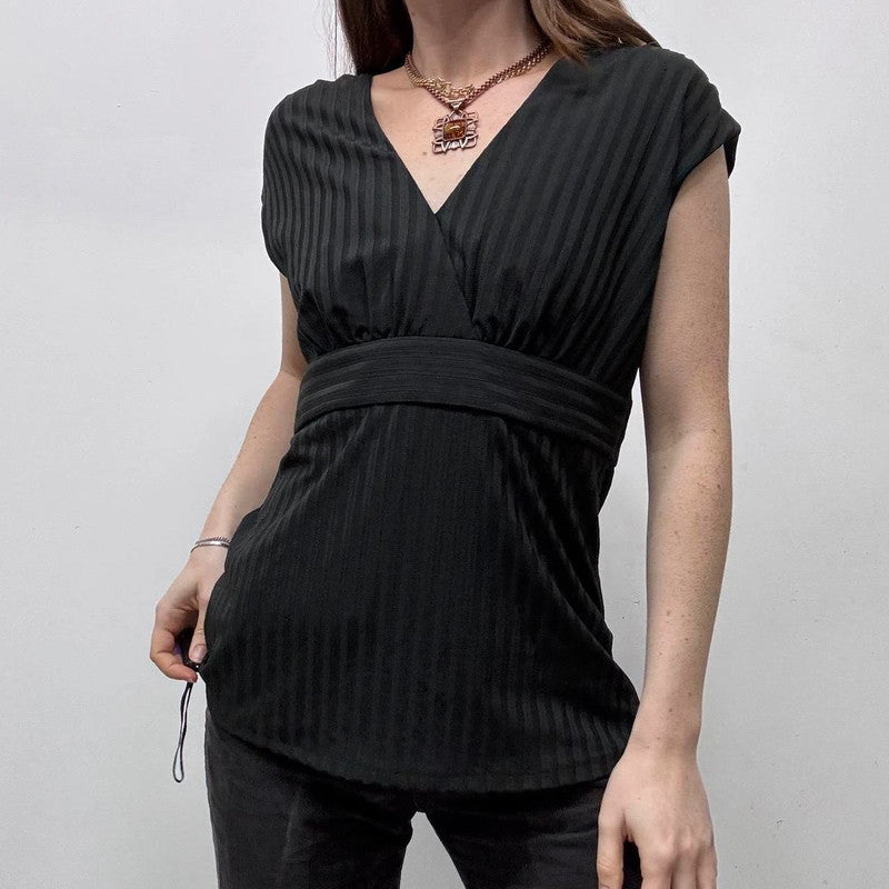 black ribbed pinstripe shirt
