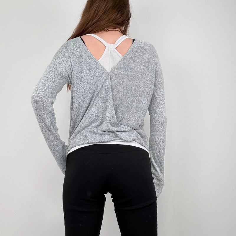 Grey abercrombe & fitch slouchy layered t-shirt
