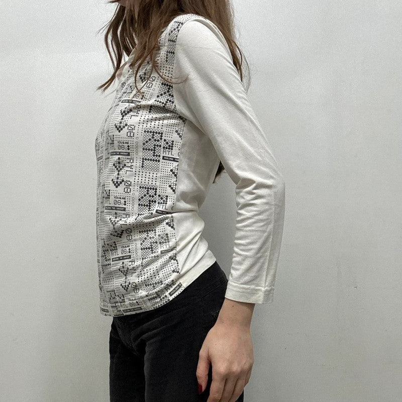 white graphic tech printed polo shirt