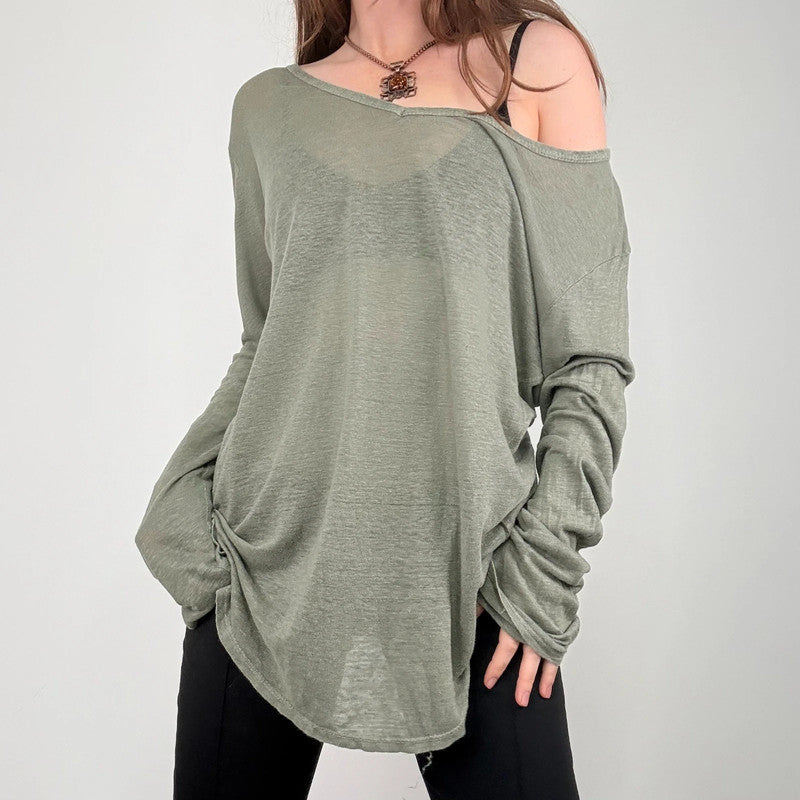 sheer khaki linen slouchy t-shirt