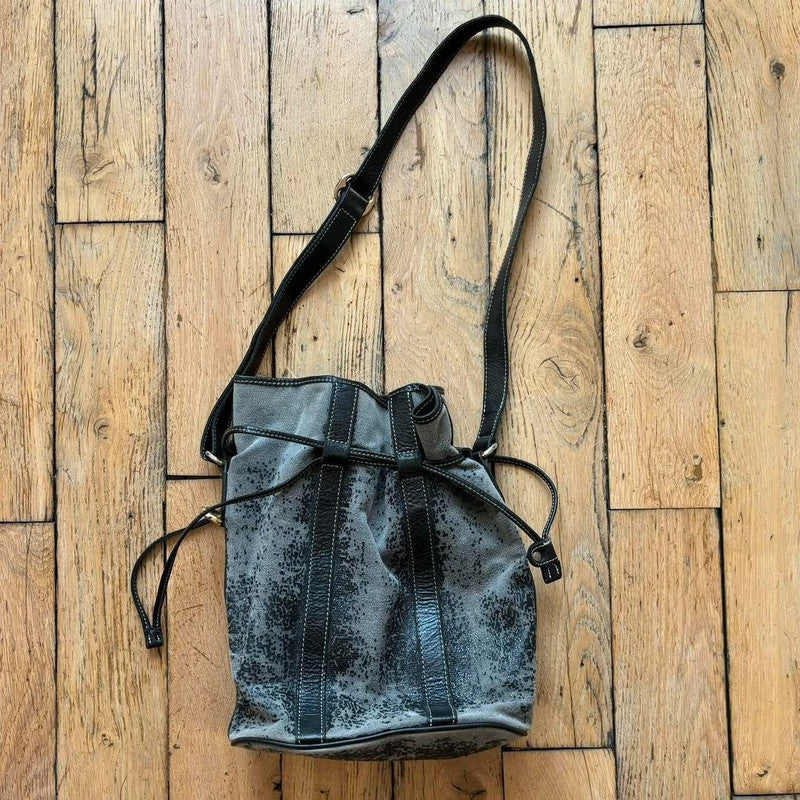 distressed suede leather bag