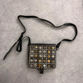 Black leather studded coin bag