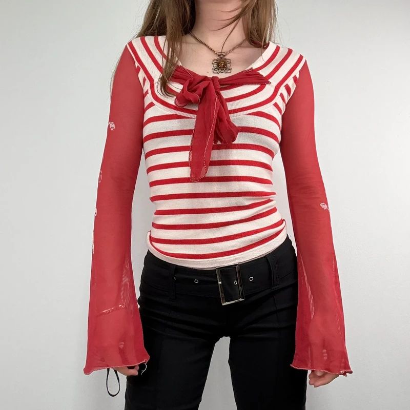 Save the Queen striped flared shirt