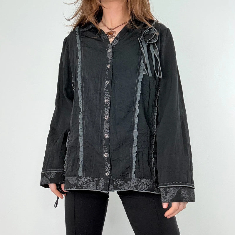 black lace boxy grunge shirt