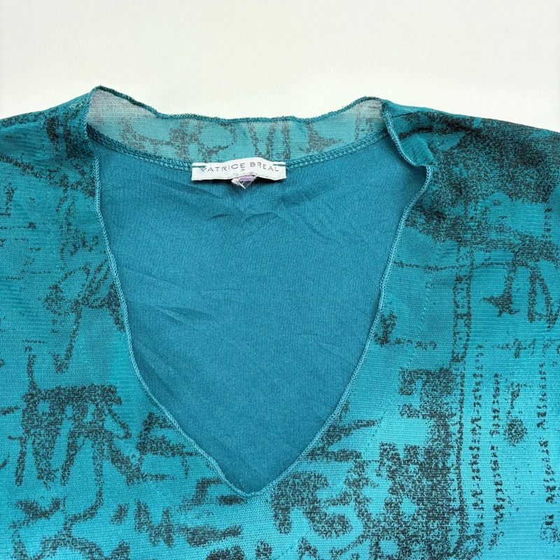 Graphic printed Grunge Mesh Top