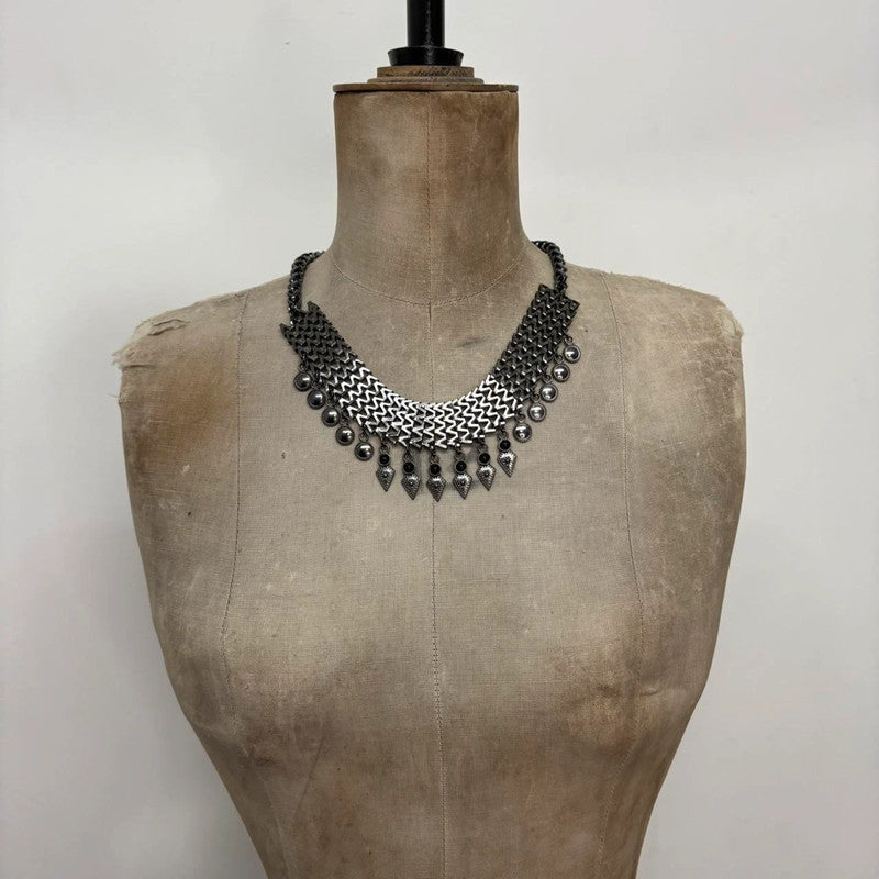 chunky oversized dark silver necklace