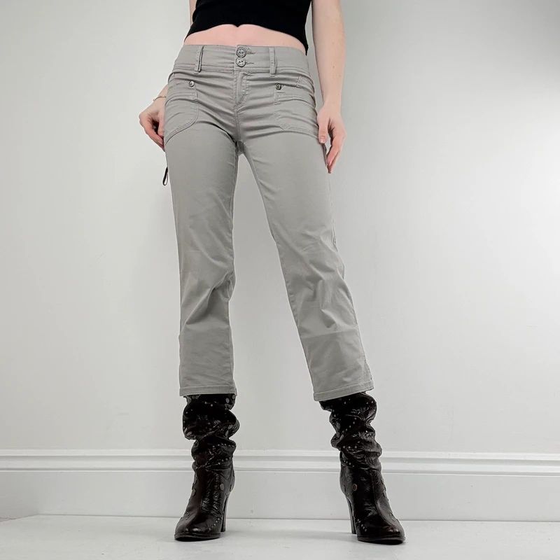 cropped khaki capri trousers