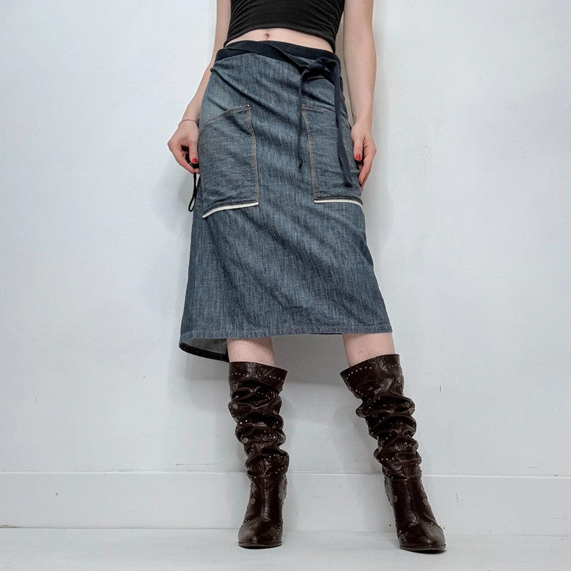 denim slit wrap skirt
