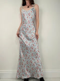 vintage bias cut baby blue floral dress