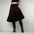 Brown pleated flared layered midi skirt