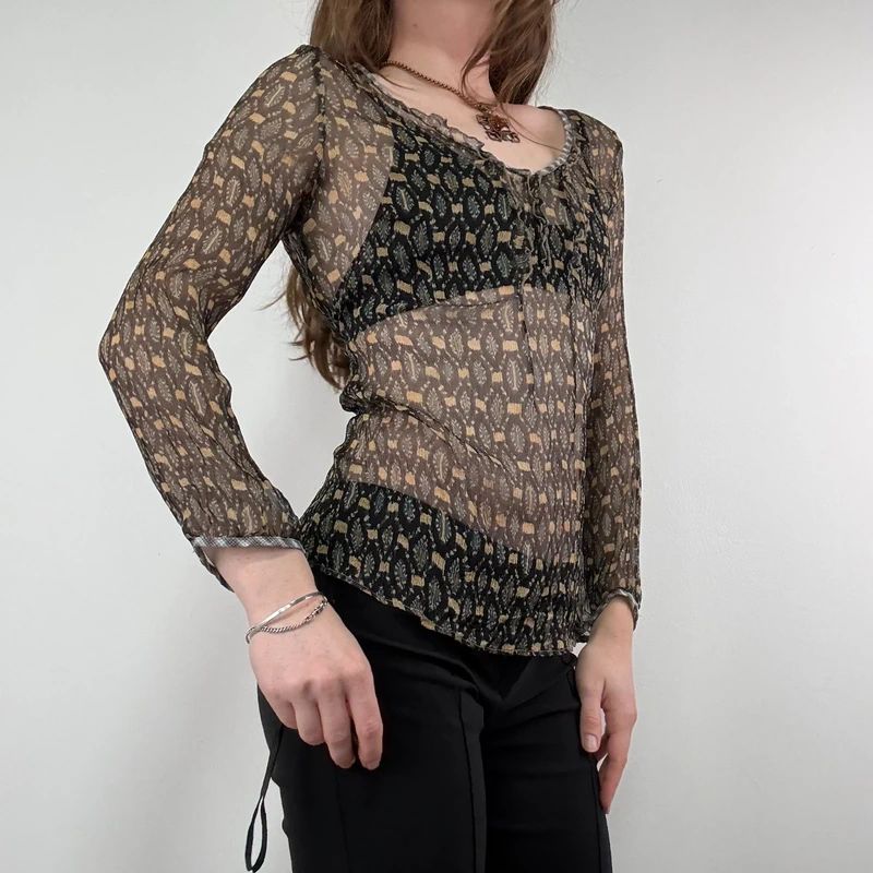 sheer polkadot silk blouse