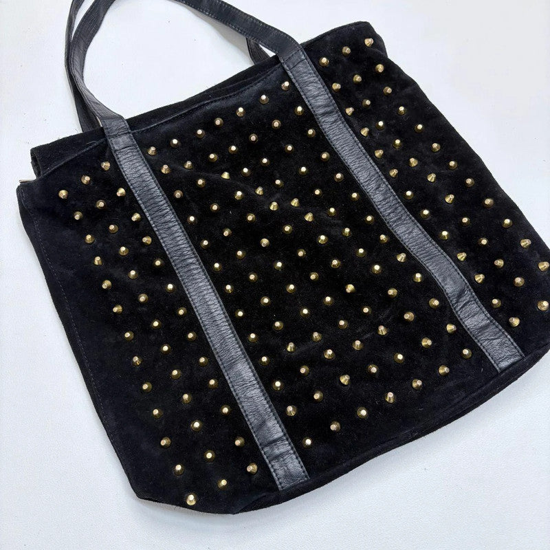 black suede studded hardware bag