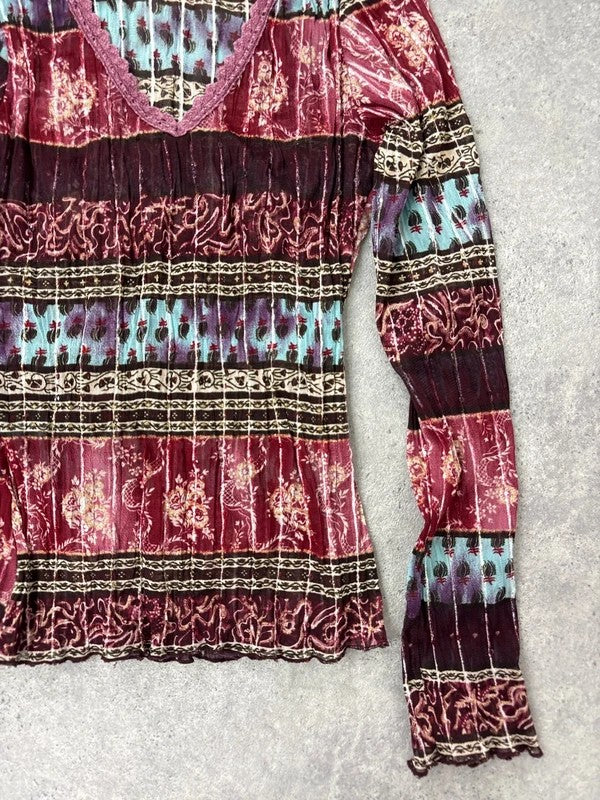 Mesh paisley boho layered graphic summer t-shirt