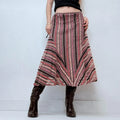 ribbon detailed pinstripe midi skirt