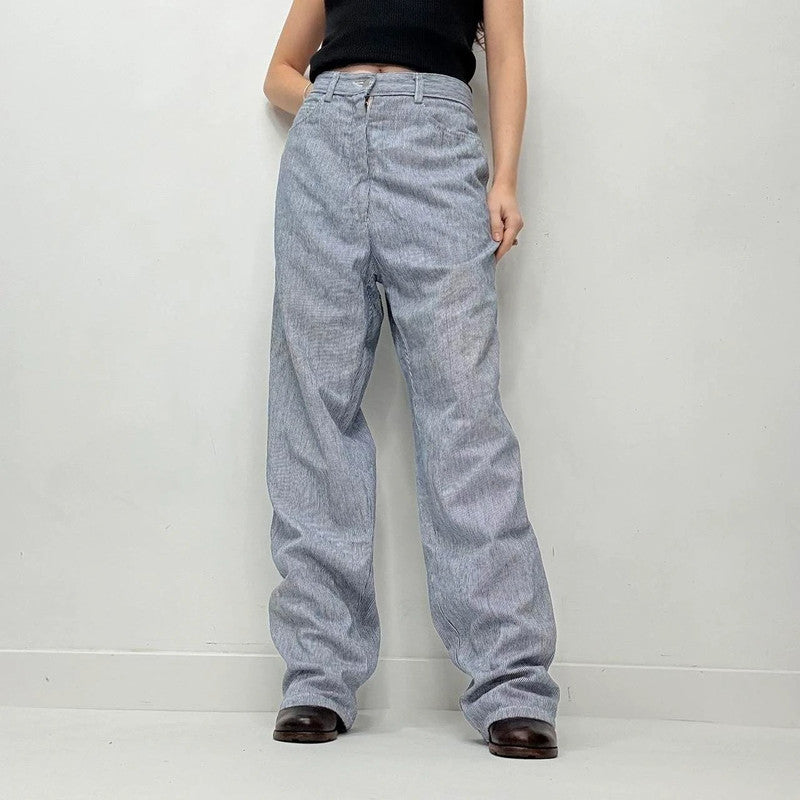 slouchy baggy pinstripe jeans