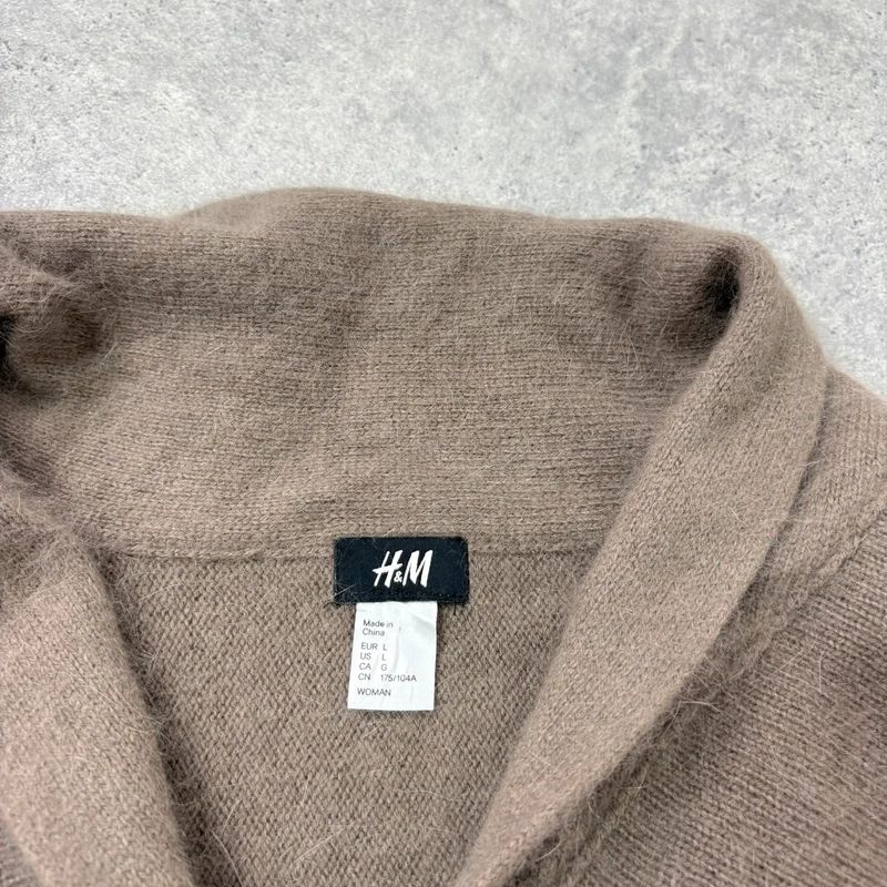 brown angora knit cropped slouchy cardigan